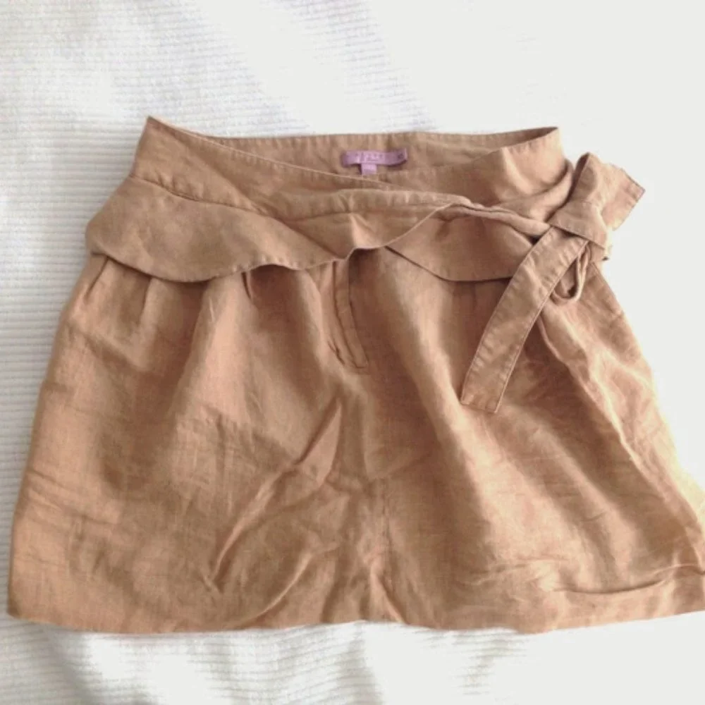 Calypso St. Barth Linen Khaki Wrap Peplum Skirt M - Picture 2 of 7